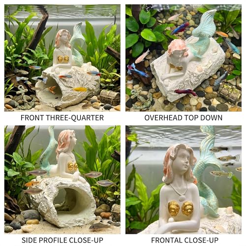 Mermaid Statue Outdoor, Garden Sculpture Figurines for Lawn and Patio Decor, Durable Resin Yard Art, Enchanting Mermaid Design, 10.6" High, Pink Finish for 3"x 4" Decorative Gutter Extension - color: Pink
