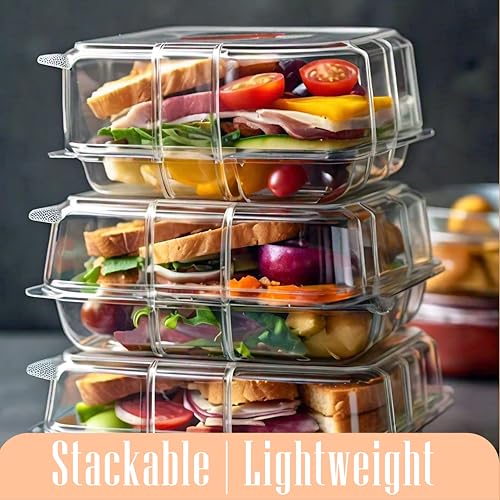 Mr Miracle Clamshell Containers - Clear Disposable Plastic To-Go, Leak-Resistant and Durable for Delivery like Uber Eats, Ideal for Cakes, Salads, Small Sandwich, Personalizable (9" x 5" - 25 Count) - size: 9" x 5" - 25 Count