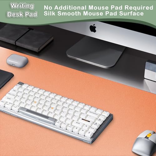 Boutilon Leather Desk Pad Protector,Non-Slip Mouse Pad,Laptop Desk Pad,Office Mouse Mat,Waterproof Leather Desk Blotter,Desk Writing Pad for Office and Home (S-Orange,24"x 14") - color: Orange, size: S 24" x 14"