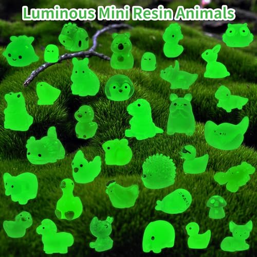 180pcs Luminous Mini Resin Animals Colorful Tiny Small Little Glow in the Dark Mini Resin Figures to Hide Miniature Animal Figurines for DIY Dollhouse Micro Garden Landscape Aquarium Decor Gift Crafts - style: 180Pcs-Luminous Bulk