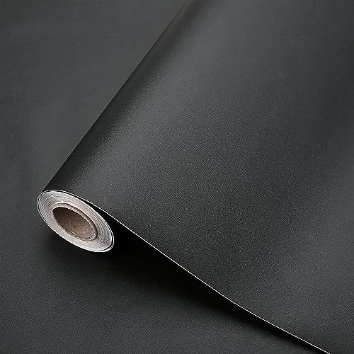 Dimcol Black Contact Paper 15.7"x236" Peel and Stick Wallpaper, Matte Black Wallpaper Self-Adhesive and Removable Decorative Contact Paper for Cabinets,Countertops,Shelve Wall - color: Matte Black, size: 15.7" x 236"