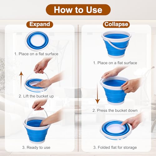 uxcell Collapsible Bucket, 0.8 Gallon (3L) Small Foldable Bucket, Portable Water Pail Round Tub Cleaning Tools with Handle for RV Camping Household Garden Fishing Car Wash, Orange - color: Orange