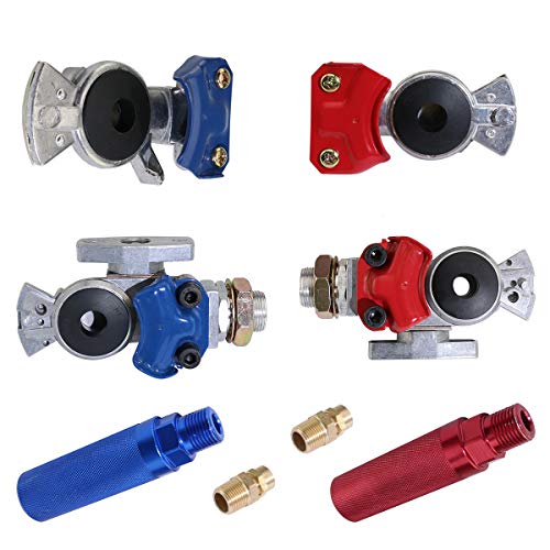 Aluminum Emergency Gladhand Valve Universal Glad Hands and Air Hose Brake Coupling Service Handshake Anodized Aluminum Glad Handle for Truck Semi Trailer RVs