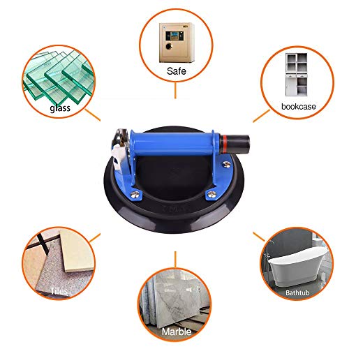 IMT 8" Glass Suction Cup with Metal Handle, Heavy Duty Vacuum Suction Cup Glass Lifter, Granite/Glass/Tiles Lifting Window Replacement, 240lbs Load Capacity with Carrying Case - size: 8" Metal Handle