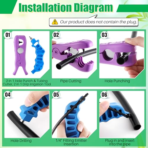 Feekoon Drip Irrigation Tubing Cutter Hole Punch Tools, 2 in 1 Hole Punch & Tubing Cutter, 2 in 1 Drip Irrigation Tool for 1/4'' Fitting Emitter Insertion for Outdoor Garden Lawn Pipe System Hose.