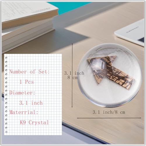 Bluwtoclan Crystal Magnifying Paperweight,3.1 inch Clear Dome Paper Weight for Outdoor Events,Physics Classroom,Home Décor - size: 3.1 Inch-1Pcs