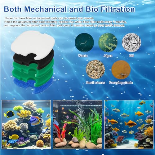 16 PCS Replacement Canister Filter Media Pads Compatible with SUNSUN HW-303B/703B Polar Aurora 370 GPH CF-400, Aquarium Bio Sponge Filter Pad Fish Tank Filters Floss Pad Parts