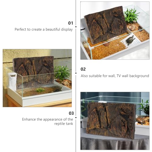 Kisangel 3D Reptile Tank Background Board Pu Material Turtle Habitat Decoration for Terrarium Aquarium Wall 17.71X11.81X1.37In Durable Reptile Habitat Backdrop - color: Dark Brown