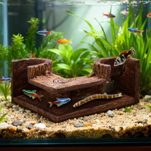 Fish Tank Decorations, Aquarium Decoration Resin Hollow Tree Trunk Fish Tank Cave for Corners, Reptile Hideouts Cave Small Fishes Hiding Caves Decor (Size:5.5 * 5.3 * 2.6inch)