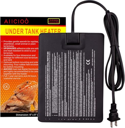 Aiicioo Reptile Heating Pad - Hermit Crab Heater Heat Mat for Reptiles Snake Lizard Terrarium 8 Watt - size: 6" X 8"(8W)