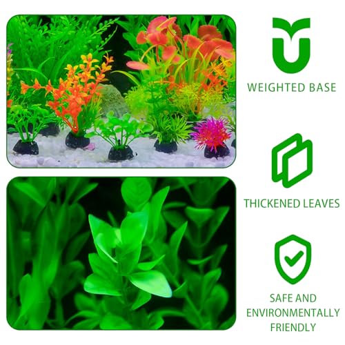 16-Piece Artificial Aquarium Plants Set – Vibrant, Realistic Fish Tank Decorations for Aquariums, Reptile Terrariums, and Aquatic Landscapes