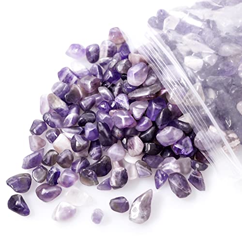 gemshan 2lb Amethyst Chips Natural Crushed Crystal Chip Bulk 7mm-9mm Tumble Healing Crystal Stone for Aquarium Vase Plant Decoration Jewelry DIY - color: Amethyst