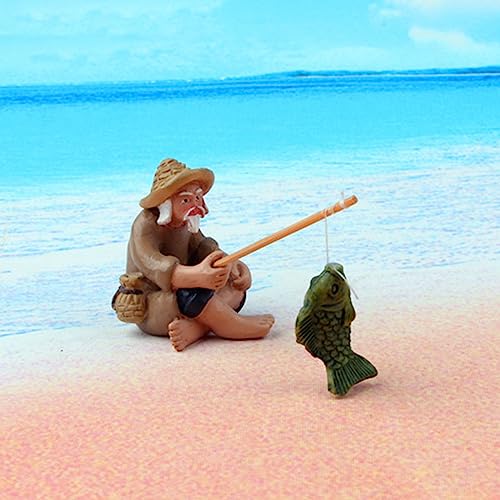 Aquariums Fisherman Decorations Fish Tanks Sinkable Landscapes Aquatics-Pet Fishtank Model Figure Shrimp Hideout-Shelter