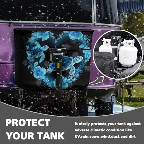 Blue Sea Turtle Travel Trailer Propane Tank Cover Waterproof Propane Gas Tank Cover Sun Protection with Zipper Four Seasons General - color: Blue Sea Turtle, size: S(20LB)