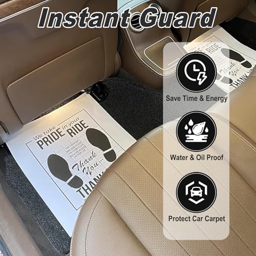 50PCS Disposable Paper Floor Mats for Cars Kraft, White Thank You Paper Floor Mats for Cars Detailing, Auto Dealership, Automotive Supplies (15.35" x 19.29 ") - color: White #2