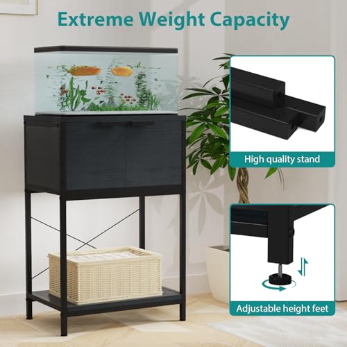 5-10 Gallon Fish Tank Stand, Aquarium Stand with Cabinet Storage for Aquarium Stand, Cabinet for Fish Tank Accessories Storage, Heavy Duty Tank Stand for Home Office Turtle Reptile Tank Stand - color: Black