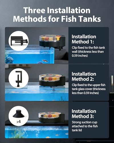 Automatic Fish Feeder Dispenser for Aquarium: Auto Precision Food Feeding 300ml Large Capacity for Powder Flakes Pellet, Battery Feeders Timer for Small Tank Turtle Betta Koi Vacation Weekend Day - size: CY-059F