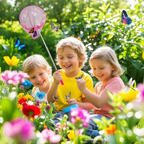TSYAN Telescopic Butterfly Fishing Nets for Kids Catching Insect Net Outdoor Tools for Catching Bugs Fish Insect Ladybird, Extendable 34" Inches and Anti Slip Grip - color: 5 Pack-2