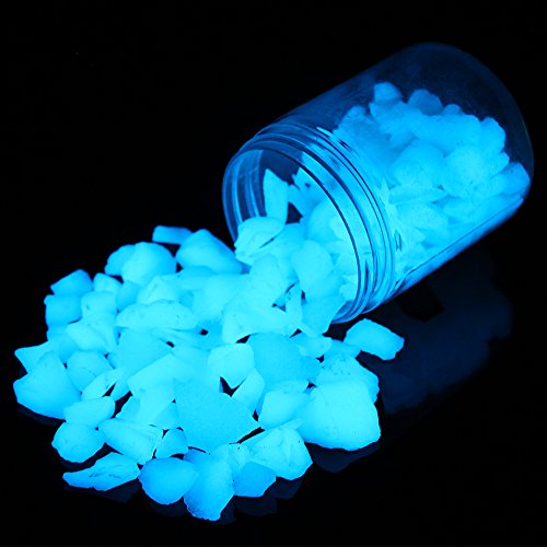 Shiny Stone Glow in The Dark Aquarium Neon Gravel Sand, Decorative Rocks for Fish Tank and Fairy Garden, Home Dec,305g/0.67lbs (8-15mm, Sky Blue) - color: Sky Blue, size: 8-15mm
