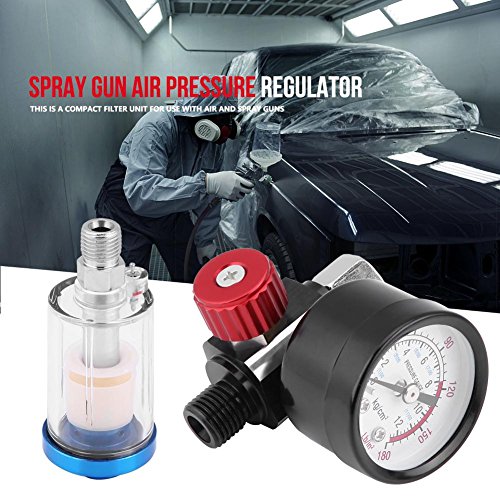 Air Pressure Regulator, High Precision Control Spray Gun Regulator Durable 1/4 Inch Gauge Easy Install for Auto Body Shops DIY Projects Manufacturing Facilities Industrial Use