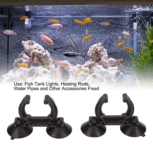 GLOGLOW 2 Pack Aquarium Suction Cups with Clips, Underwater Heater & Light Holder for Fish Tank, Secure Fixing for Heaters, Filters, Airline Tubing and Decorations
