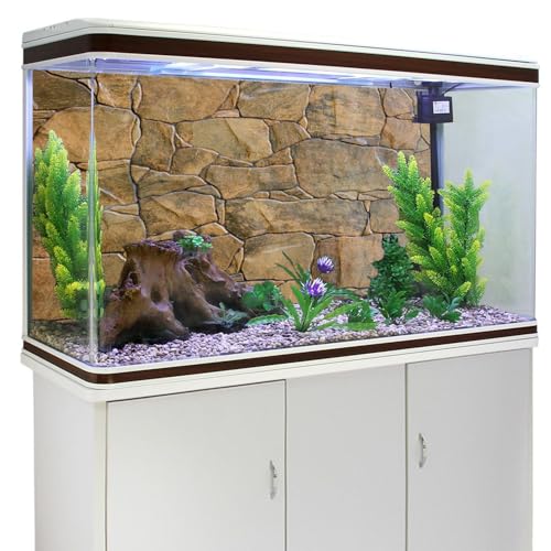 AWERT Stone Aquarium Background Rocky Fish Tank Background Rock Terrarium Background 72x24 inches Durable Polyester Background