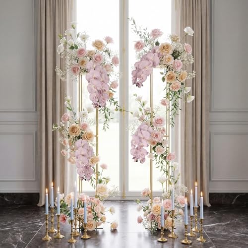 36.6'' Pink Orchids Artificial Flowers 10 Large Blooms Fake Phalaenopsis Branches 5PCS Long Stem Faux Silk Orchids for Tall Vase for Bridal Shower Wedding Home Party Office Decor (Pink) - color: Pink