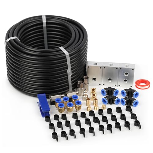 FORNAX Air Line Kit with14-Piece Air Push To Connect Kit, 100ft 1/2 inch OD Nylon Tubing, Air Piping System Industrial Type Quick Connect Coupler and Plug