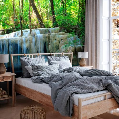 Premium Wall Mural Waterfall 118x91 in - Non-Woven Wallpaper Fleece Wall Decor Photo Print Picture Image Design Home Nature Lake Sun Forest Landscape 100403-180 - color: #07, size: 118"Wx91"H Premium Non-woven