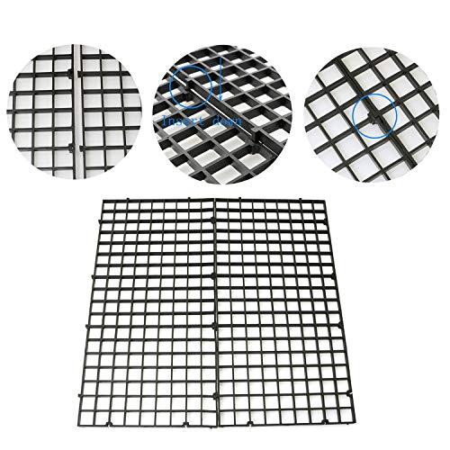 RLECS 2pcs 30cm x 15cm Plastic Grid Divider Tray Egg Crate Louvre Aquarium Fish Tank Bottom Isolation, Black