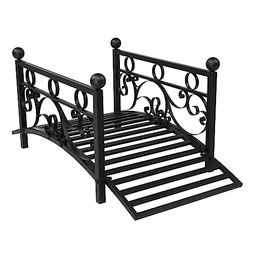 VINGLI 3.4ft Metal Garden Bridge, 330lbs Capacity Garden Bridges for Outdoors with Anti-Rust Coated Finish, Easy Assembly, Outdoor Decor Bridge for Garden Landscape, Backyard, Stream, Pond