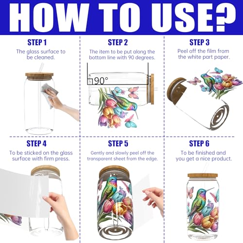 UV DTF Cup Wrap for 16oz Glass, 12 Sheets Watercolor Hummingbird UV DTF Stickers, Rub on Transfers Stickers for Mug Bottle - style: Watercolor Hummingbird