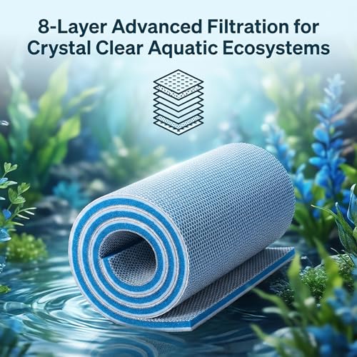MAQIHAN 2PCS Aquarium Filter Pad - 8-Layer Aquarium Filter Media & Aquarium Filter Floss, Cut to Fit Sponge Foam Pad for Fish Tank, Canister Filter Pads, Pond Filter Media Replacement