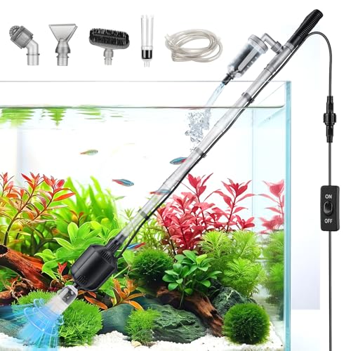 hygger 5 in 1 Electric Aquarium Gravel Cleaner, 360GPH Automatic Fish Tank Vacuum Water Changer, Vacuum Water Changer Sand Wash Filter (15W, Adjustable Length)