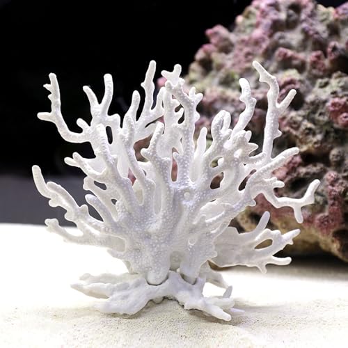 Besimple Artificial Aquarium Coral Ornament Plastic Fish Tank Plants Decoration for Aquarium Landscape (White) - color: White