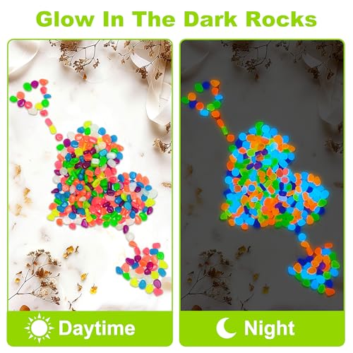 3000pc Glow Pebbles for Outdoor Garden Glow in The Dark Rocks Outdoor Glowing Rocks Glow in The Dark Stones Glow Pebbles for Garden Luminous Stones Glowing Stones for Driveway Walkway,Color - size: 3000, style: Multi