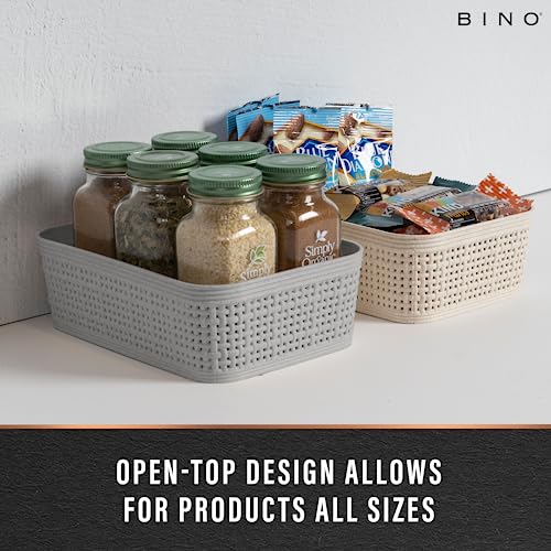 BINO | Woven Plastic Basket | XS (Natural Grey), 5-Pack | THE JUTE COLLECTION | Home Organization, Space - Saving Storage, Stylish Design | Jute Basket | Plastic Storage Basket - color: Natural Grey, size: 5PK- XS