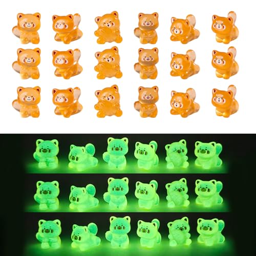60 pcs Mini Resin Raccoon Many Styles Variety Tiny Luminous Animals Figures Miniature Little Small Animal Figurines Bulk for Micro Fairy Garden Landscape Accessories Hide Crafts Decor Aquarium - color: Raccon-60p