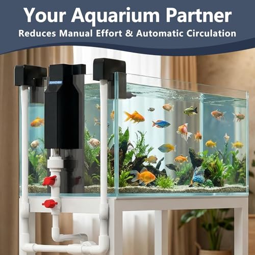 Ultra Slim Aquarium Overflow Box for Rimless Tanks, No-Drill Silent U-Tube Siphon, Dual Inlet Skimmer for Waste & Oil Film, 5000 L/H High Flow, Fits 12–18 inch Aquariums