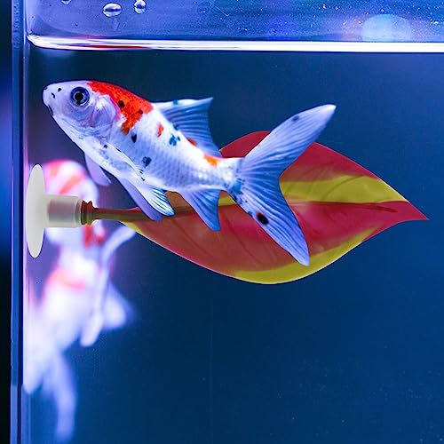 WishLotus Betta Leaf Hammock, 2 PCS Realistic Silicone Betta Leaf Pad for Betta Spawning Resting Colourful Betta Leaf with Sucker for Fish Tank Plant Accessories Decorations Aquarium Ornaments (2, B)