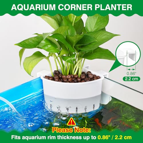 Borlech 2026 Latest Model Large Aquarium Corner Planter Hanging Plant Holder for Fish Tank Aquaponic Plant Cultivation and Aquascape Accessories Decorations (4 Pack) White - color: White-4 Pack
