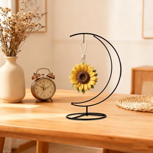 YY YEARCHY Ornament Display Stand Metal Stand Terrarium Air Plant Stand Flower Pot Holder Iron Pothook Stand for Hanging Glass Globe Ball - color: Black, size: 10.63"x4.88"X4.88"