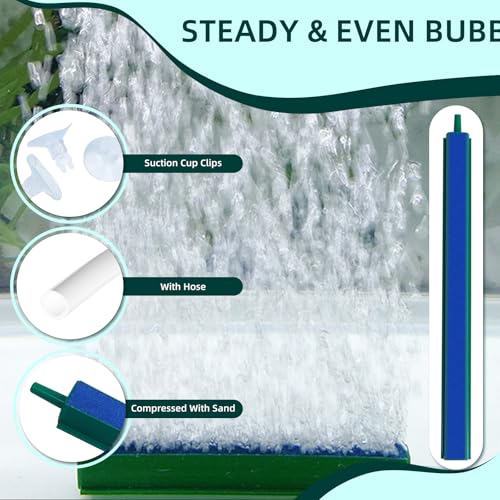 Saim Aquarium Air Stone Bar Bubbler 7.8 Inch, Bubbler Stone with Plastic Base, 9.8ft Airline Tubing with 3 Piece Suction Cup for Fish Tank, Air Stone Bar, 2 Pack - color: AS019-8, size: 7.8 Inch
