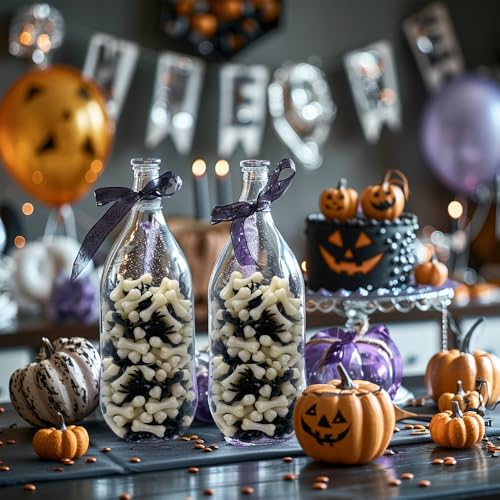 HappyFiller Home Decoration 450 PCS Black Mini Acrylic Spiders Bat Mix Ivory Color Bones for Sensory Bin Gems,Vase Fillers,Table Scatters - color: Black/White