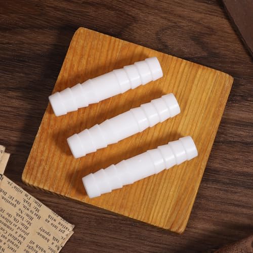 6 Pcs Plastic Hose Barb Fitting, 1/2" x 1/2" Pipe Connectors White Plastic Barbed Splicer Adapter Union Fitting for Aquarium Household Adapters Fuel Gas Liquid Air