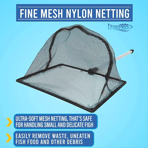 Long Handle Fine Net Fish Tank Net – Retractable 24 inches - size: 6 Inch