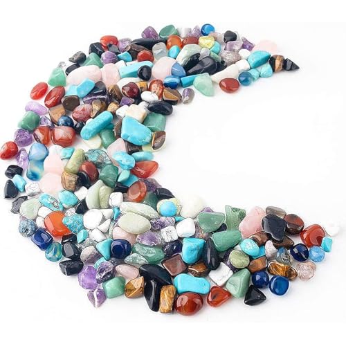 Quartz Crystals, Crushed Chips Tumbled Polished Stone Beads Irregular Shaped Succulent Rocks for Plants Indoor Betta Fish Tank Gravel Vase Filler Crafts About 1lb(450g),10 Different Kinds - color: Assorted