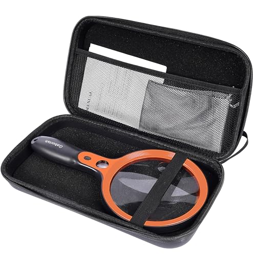 Large Magnifying Glass with 36 LED Light and Case, 10X 20X 45X Handheld Illuminated Lighted Magnifier with 1 UV Light for Seniors Reading, Inspection, Coins, Exploring Close Work - style: Magnifier with 36 LED Light and Case