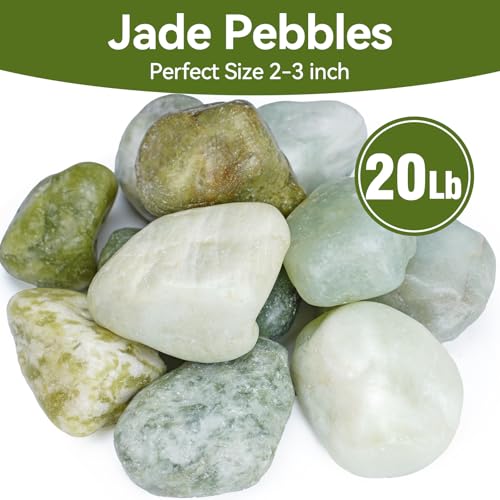 Pulovin 20 lbs Jade Pebbles for Indoor Plants, 2-3 Inch Polished River Rocks, Decorative Garden Rocks Outdoor Landscaping, Large Natural Stone for Walkways, Yard, Vases, Crafts - color: Jade 2-3 Inch