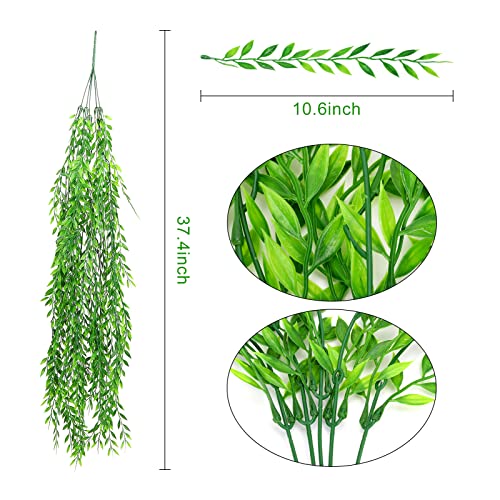 GBESTWOOW Artificial Willow Greenery Plant Fake Hanging Vine Plant for Home Decoration Pack of 2 - size: Weeping Willow-37Inch-2 Pcs